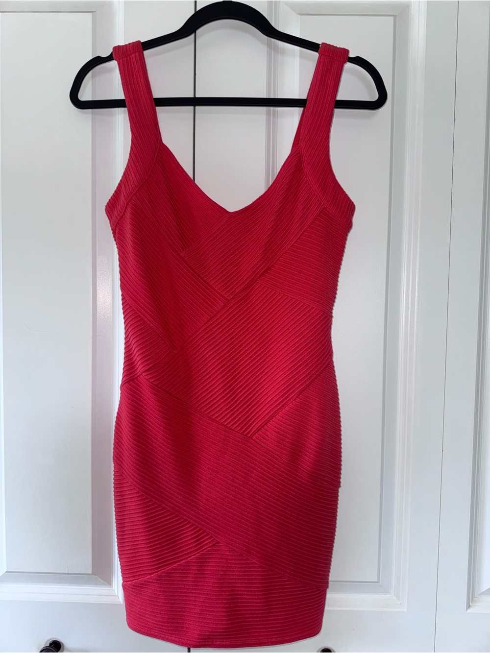 Forever 21 Red Ribbed V-Neck Mini Dress
